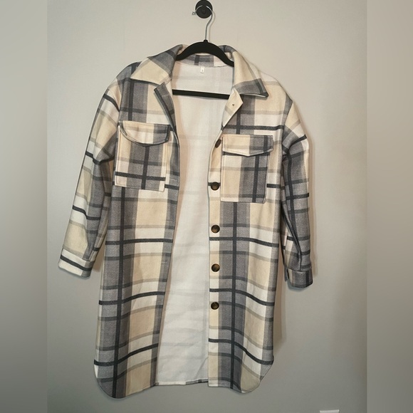 Daniela Long Plaid Shacket from Sand + Charcoal - Picture 2 of 7
